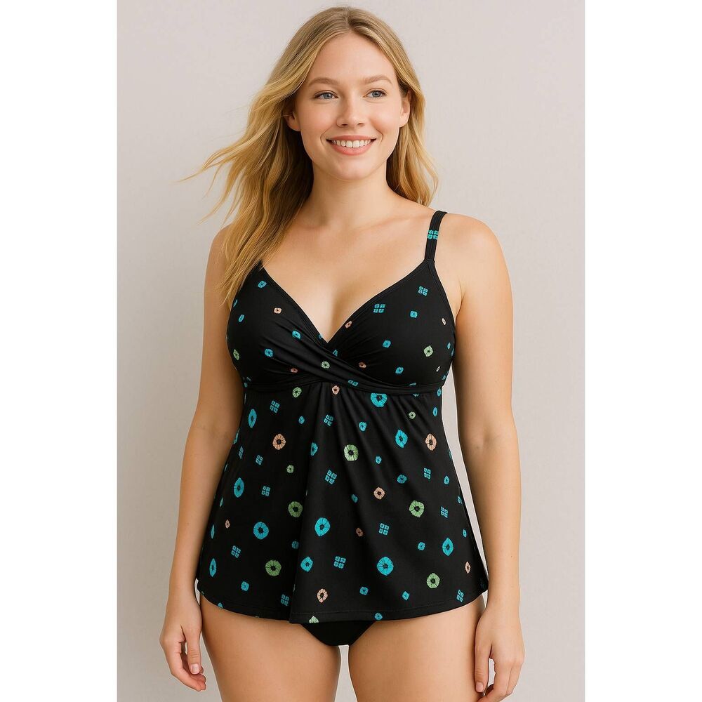 Contours by Coco Reef Shapemaker Swimdress 12/36D Black NWT Support Top